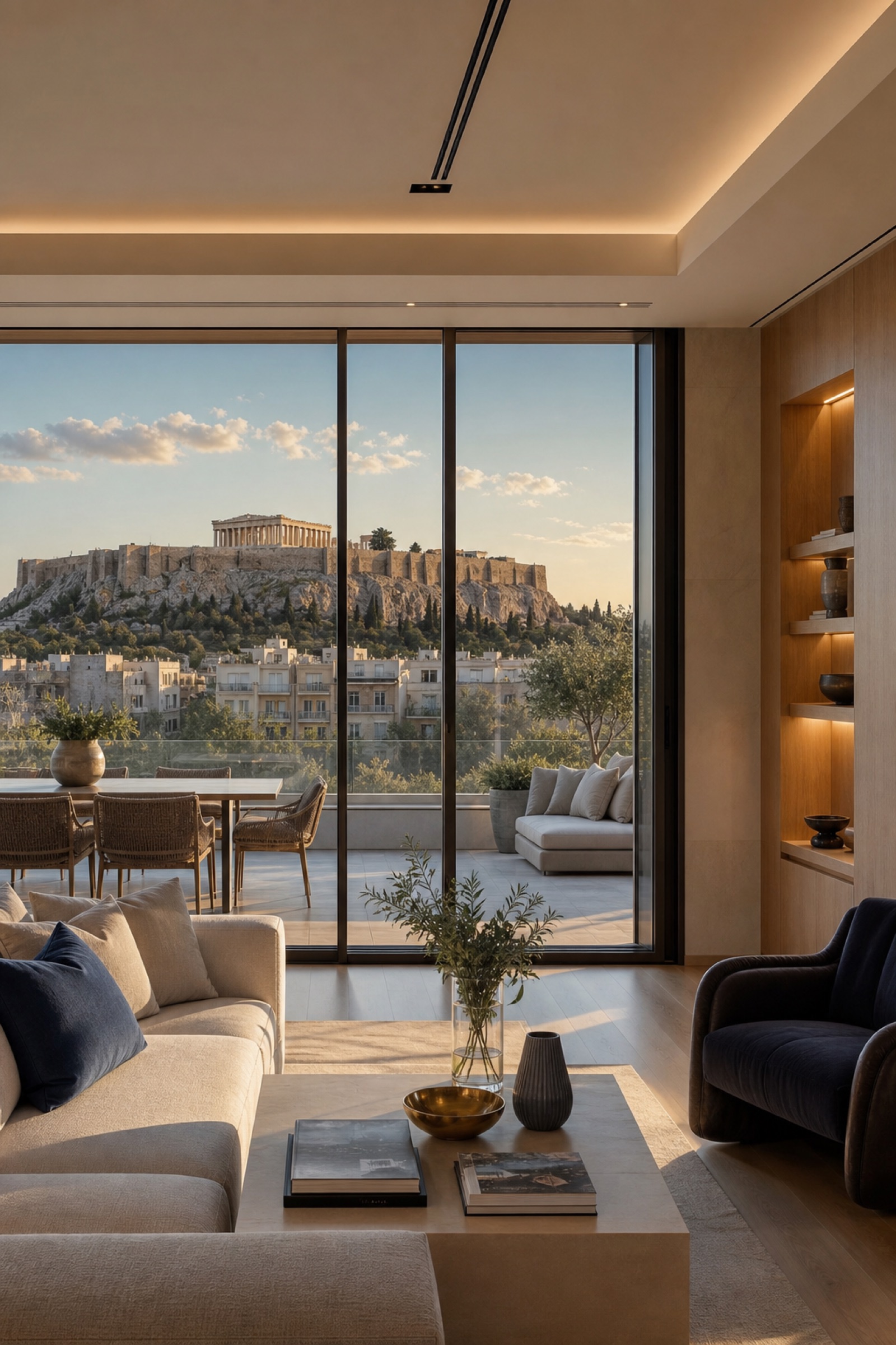 Premium Athens living room with an Acropolis view